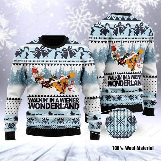 Santa Clause Walkin' In A Wiener Wonderland Ugly Christmas Sweater Adult 3D Funny Matching for family