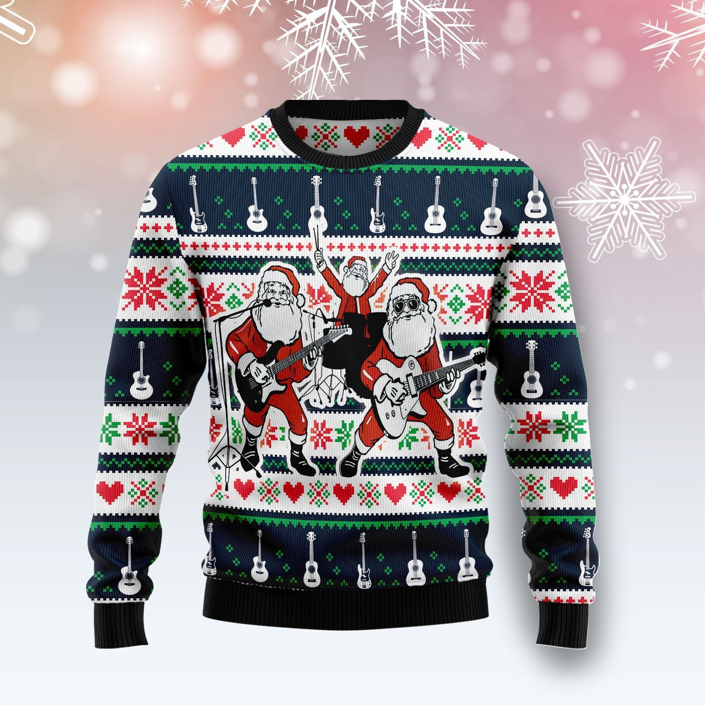 Santa Claus'S Band For Unisex Ugly Christmas Sweater Adult 3D Funny Matching for family