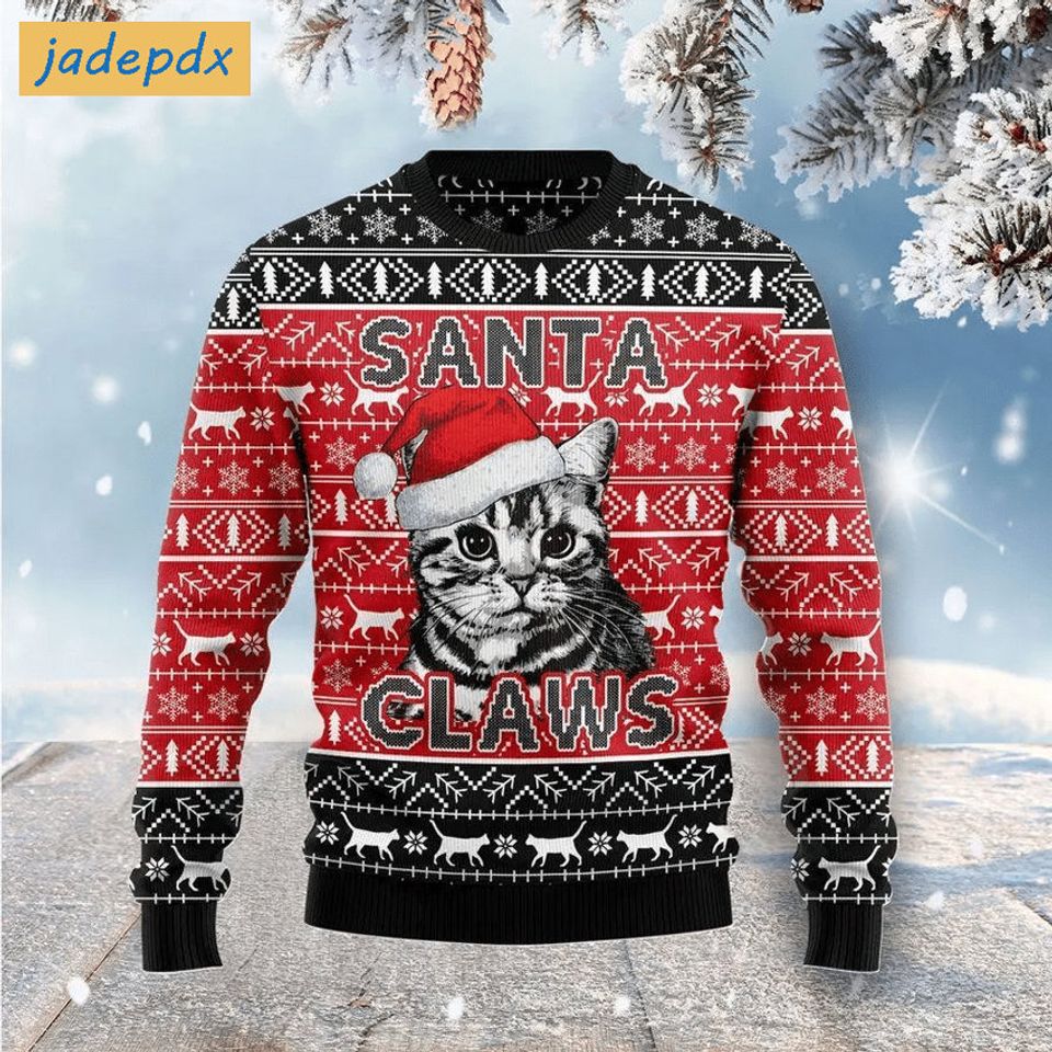 Santa Claws Cat Ugly Christmas Sweater