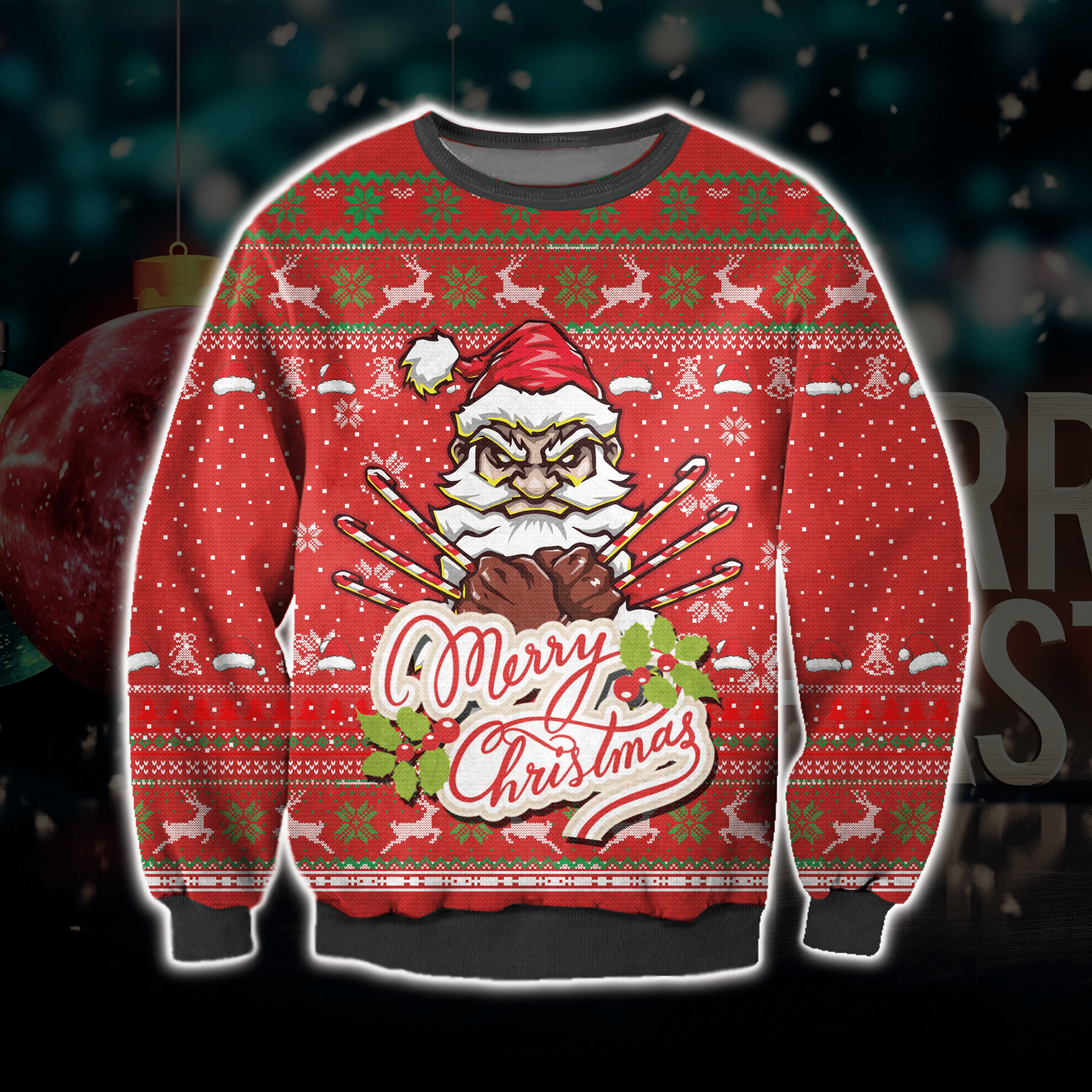Santa Claws Ugly Christmas Sweater Adult 3D Funny Matching for family