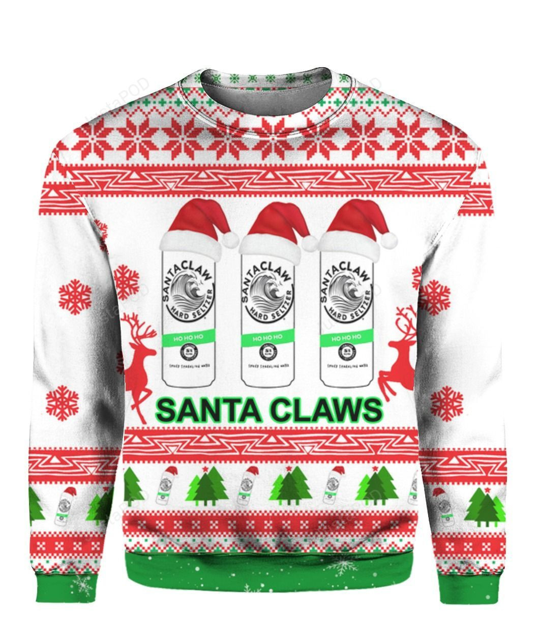 Santa Claws White Claw Ugly Christmas Sweater Adult 3D Funny Matching for family