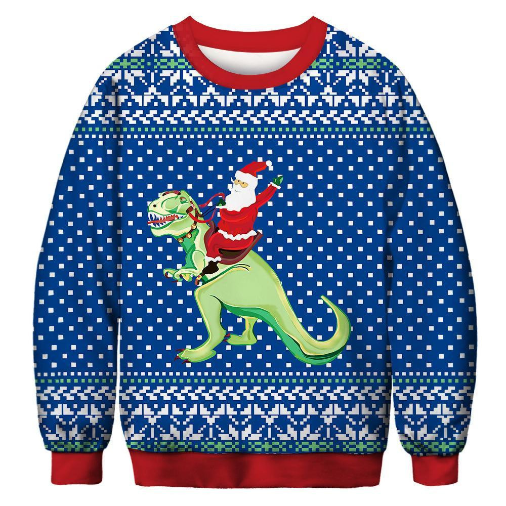 Santa Dinosaur Ugly Christmas Sweater Adult 3D Funny Matching for family