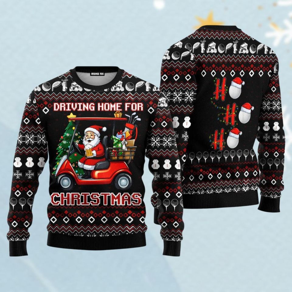 Santa Driving Home For Christmas Ugly Sweater, Santa Delivery Driver Sweater