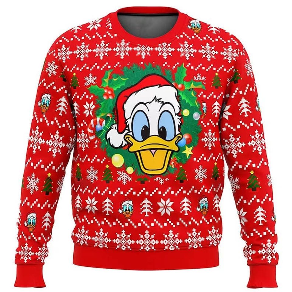 Santa Duck 3D All Over Printed T-shirt, Famous Cartoon Character Ugly Christmas