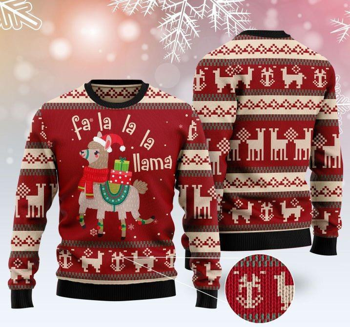 Santa Fa La La La Ilama Ugly Christmas Sweater Adult 3D Funny Matching for family