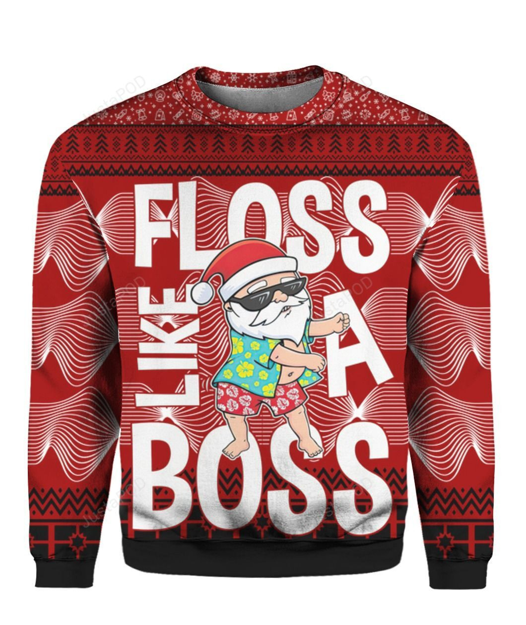 Santa Floss Like A Boss Ugly Christmas Sweater Adult 3D Funny Matching for family