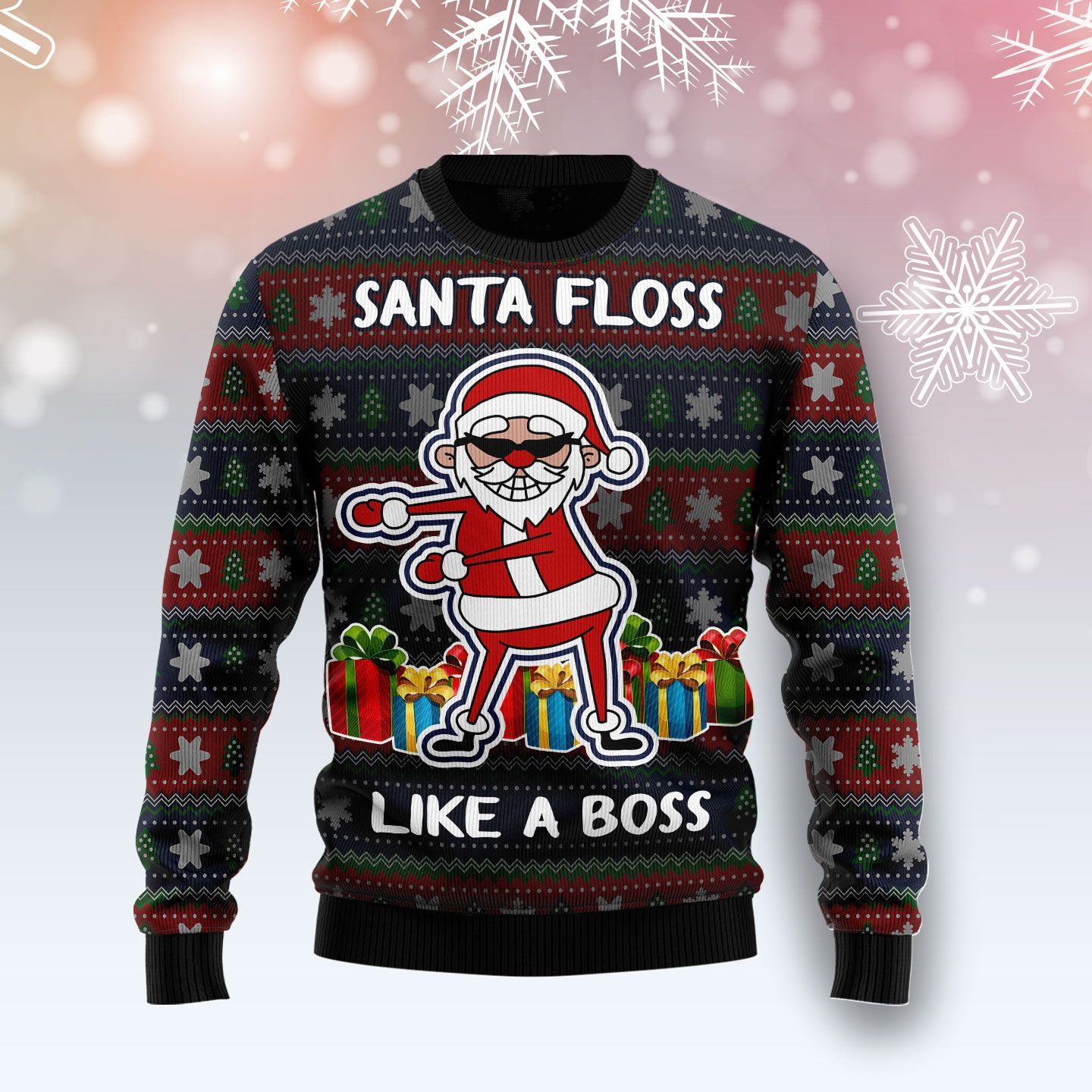 Santa Floss Ugly Christmas Sweater Adult 3D Funny Matching for family