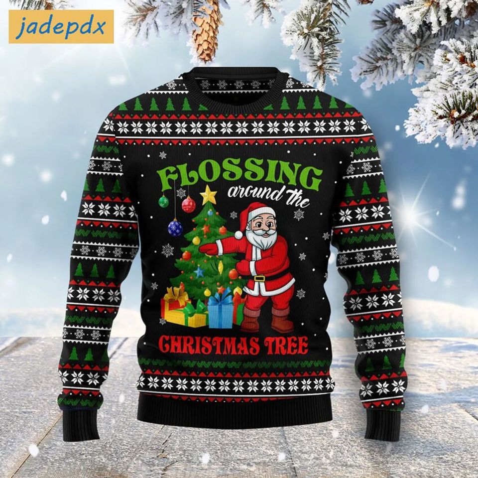 Santa Flossing Around The Christmas Tree Sweater