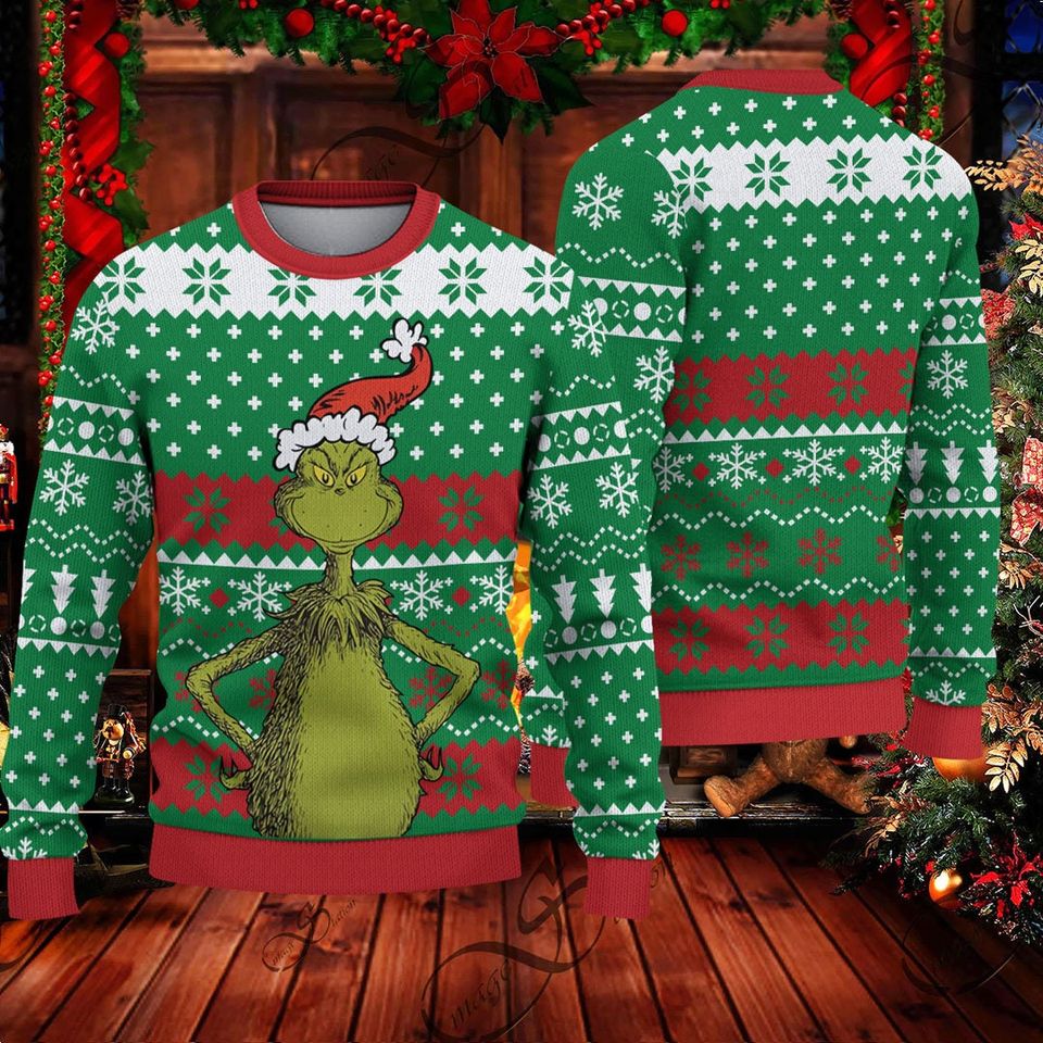 Santa funny character Mean One Christmas Ugly Sweater