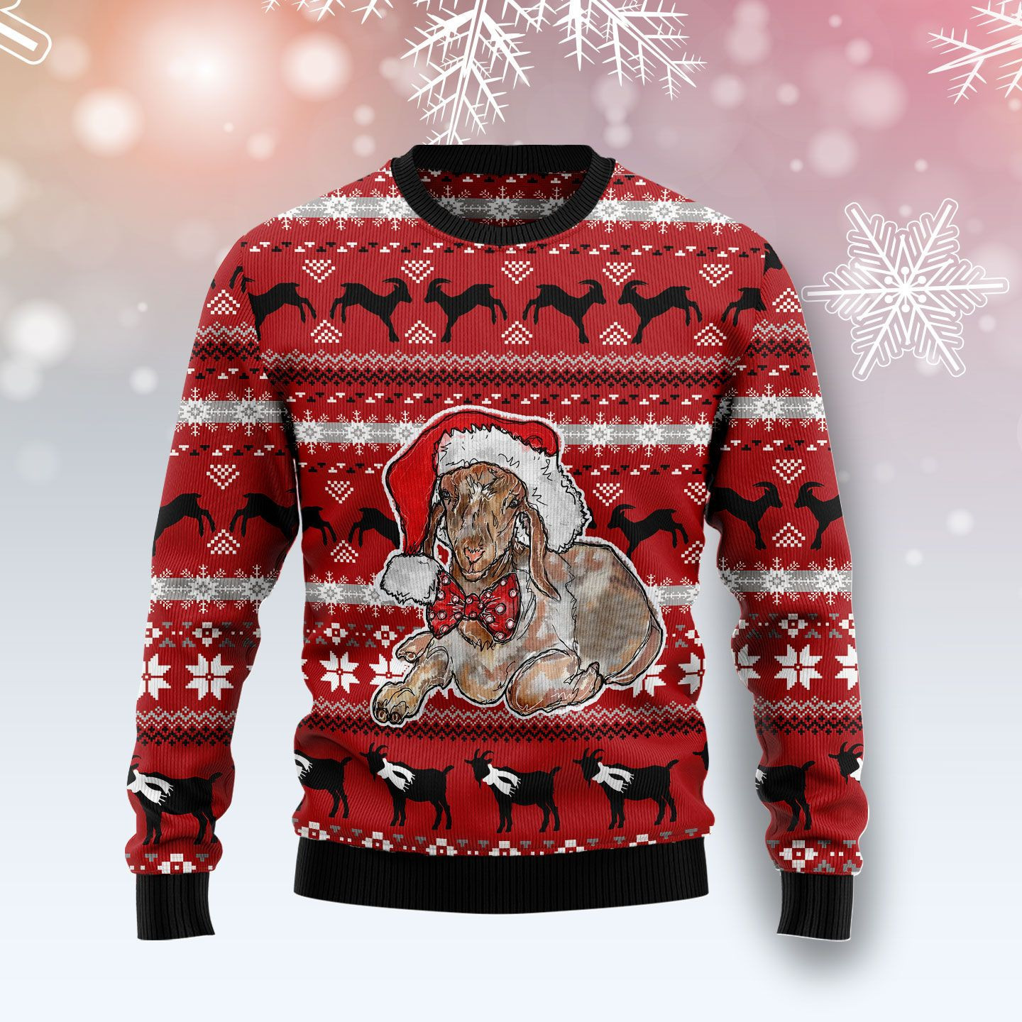 Santa Goat Ugly Christmas Sweater Adult 3D Funny Matching for family