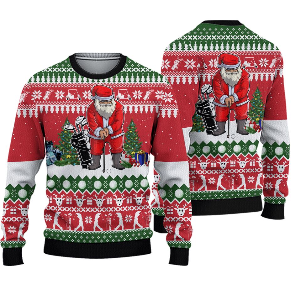 Santa Golfer Ugly Christmas Sweater, Christmas Gift For Men Women Kid