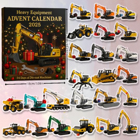 Santa Heavy Equipment 2025 Advent Calendar, Heavy Trucks 24-Day Countdown Ornament - Image 5