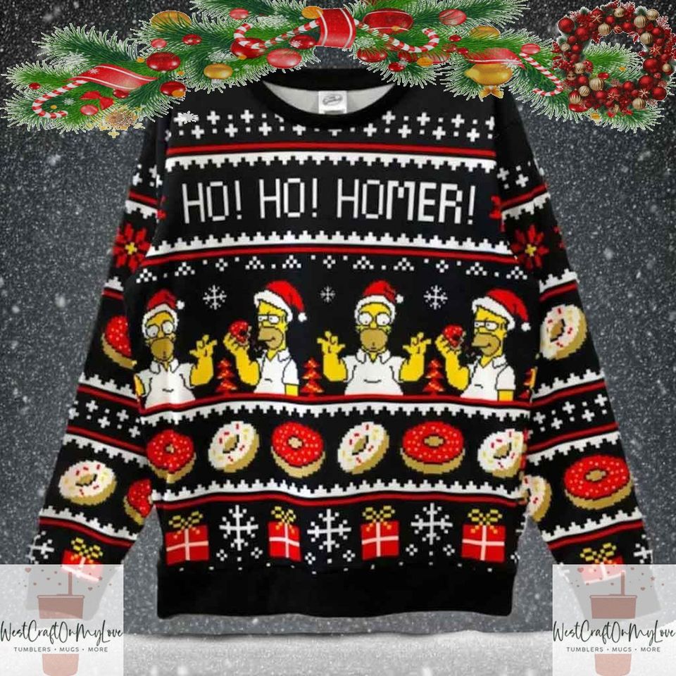 Santa Homer Ugly Christmas Sweaters, Christmas Holiday Sweaters