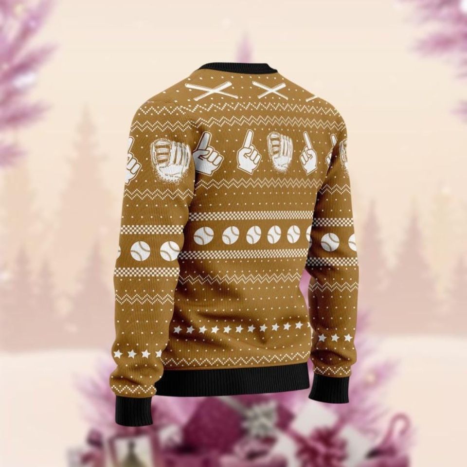 Santa Homerun Ugly Christmas Sweater, Funny Santa Baseball Xmas Ugly Sweatshirt - Image 4