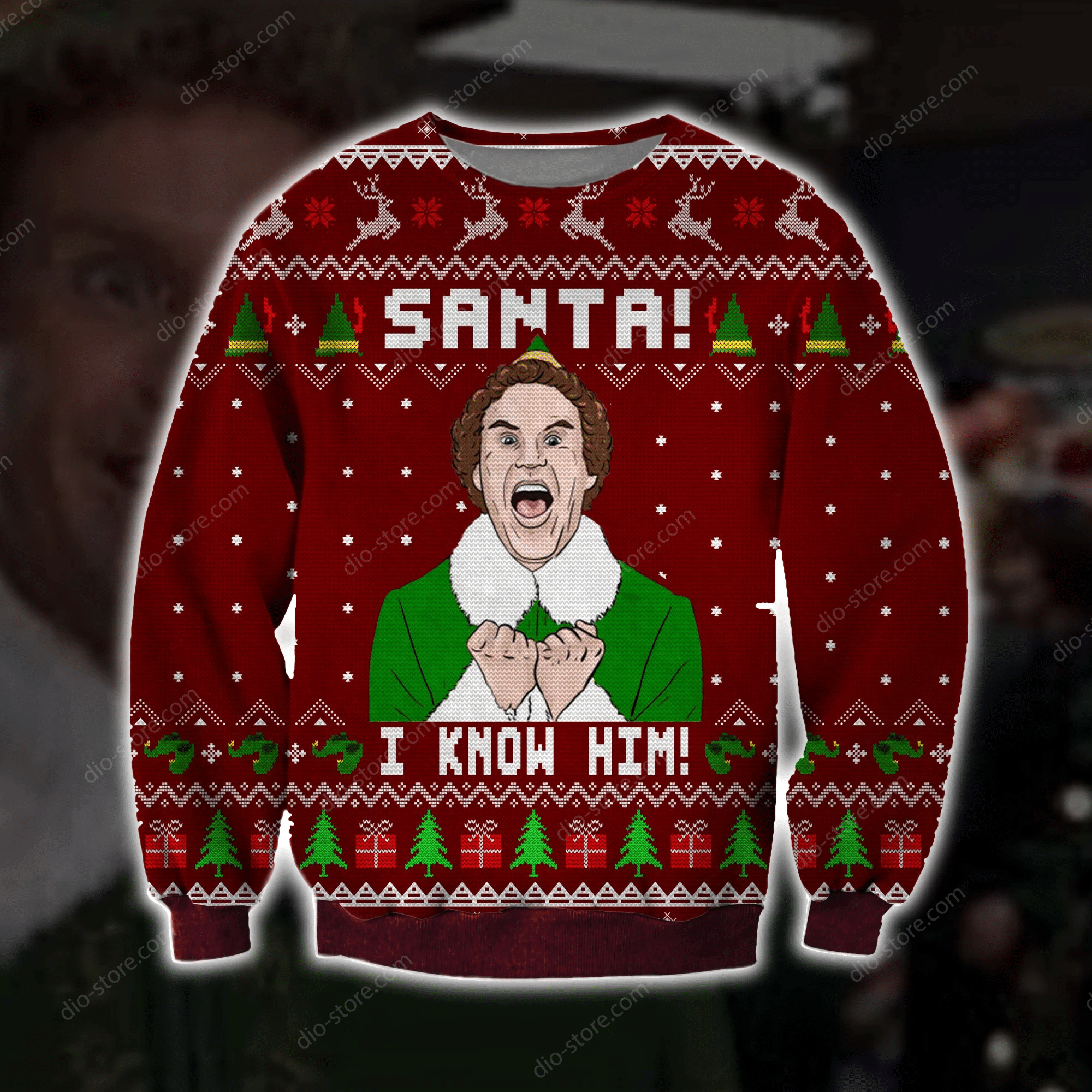 Santa I Know Him Knitting Pattern 3D Print Ugly Christmas Sweater Adult 3D Funny Matching for family