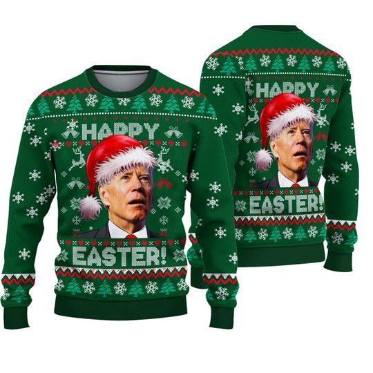 Santa Joe Biden Merry 4th Of Easter Ugly Sweater Christmas Biden Christmas Sweater - Image 2