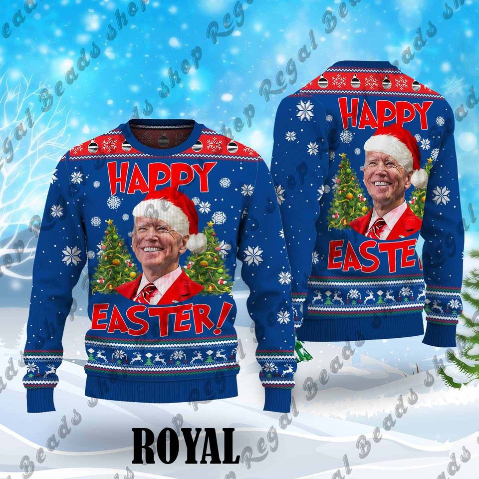 Santa Joe Biden Merry Easter Ugly Christmas Shirt, Funny Joe Biden Ugly Christmas Sweater - Image 4