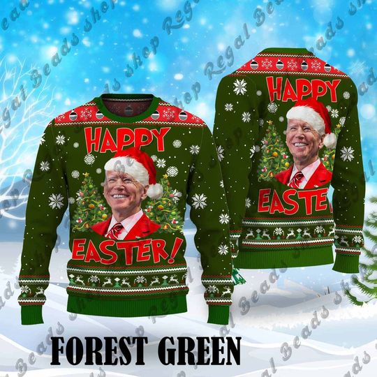 Santa Joe Biden Merry Easter Ugly Christmas Shirt, Funny Joe Biden Ugly Christmas Sweater - Image 11