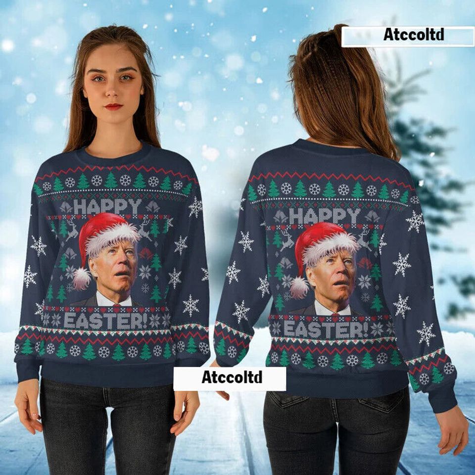 Santa Joe Biden Merry Easter Ugly Christmas Sweater