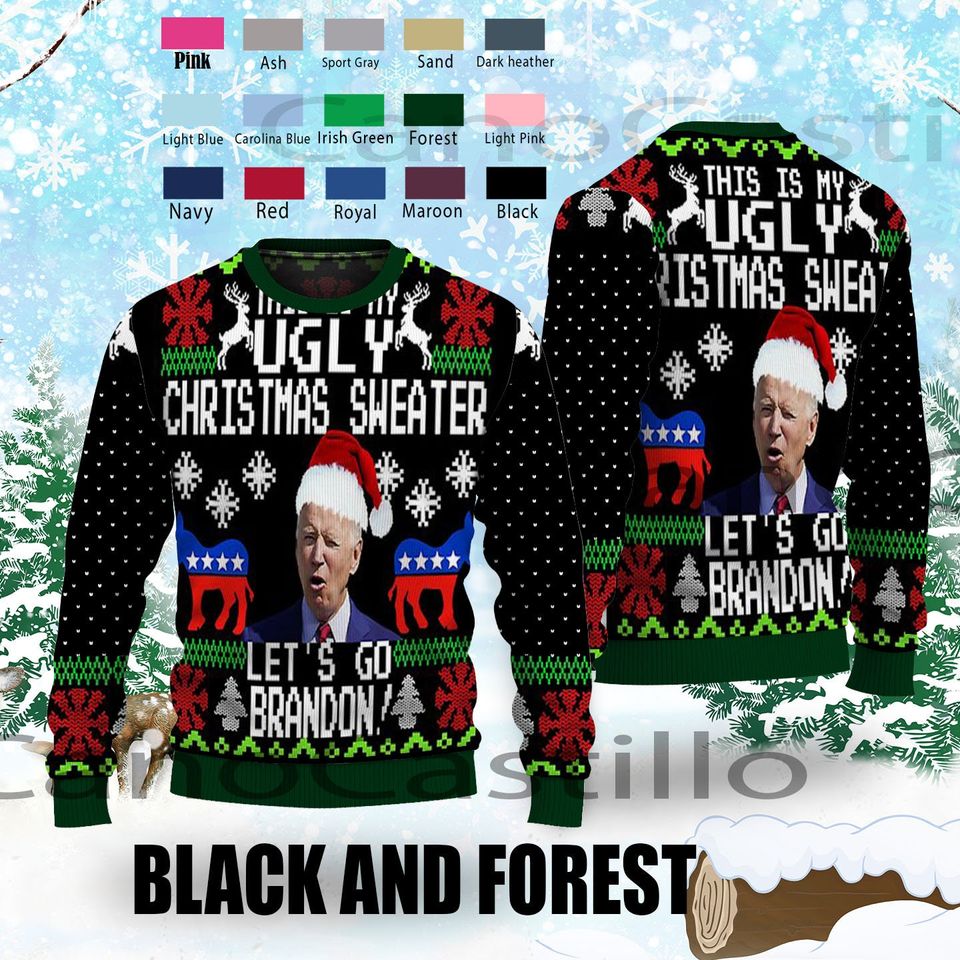 Santa Joe Biden this is my Ugly Christmas Sweater, Let's Go Brandon Sweater - Image 3