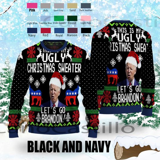Santa Joe Biden this is my Ugly Christmas Sweater, Let's Go Brandon Sweater - Image 6