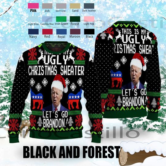 Santa Joe Biden this is my Ugly Christmas Sweater, Let's Go Brandon Sweater - Image 8