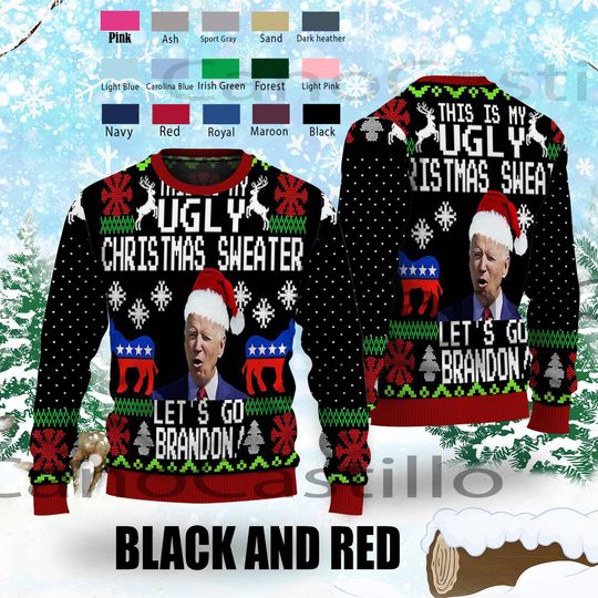 Santa Joe Biden this is my Ugly Christmas Sweater, Let's Go Brandon Sweater - Image 9