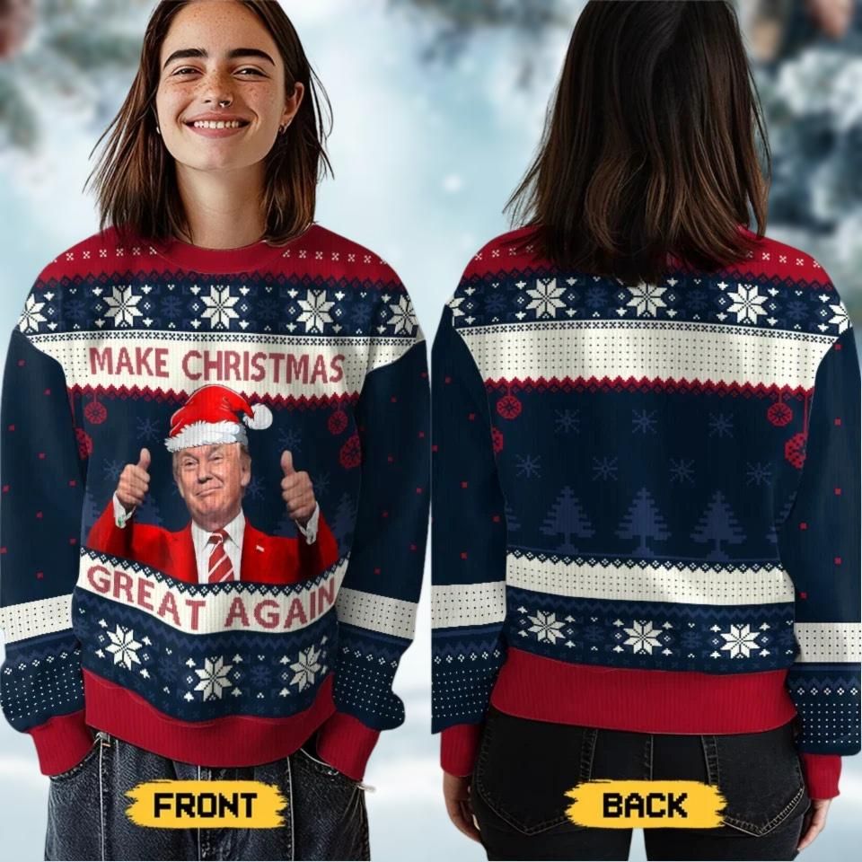 Santa Knows Who's Been Nice This Year Ugly Sweater, Trump 2024 Election