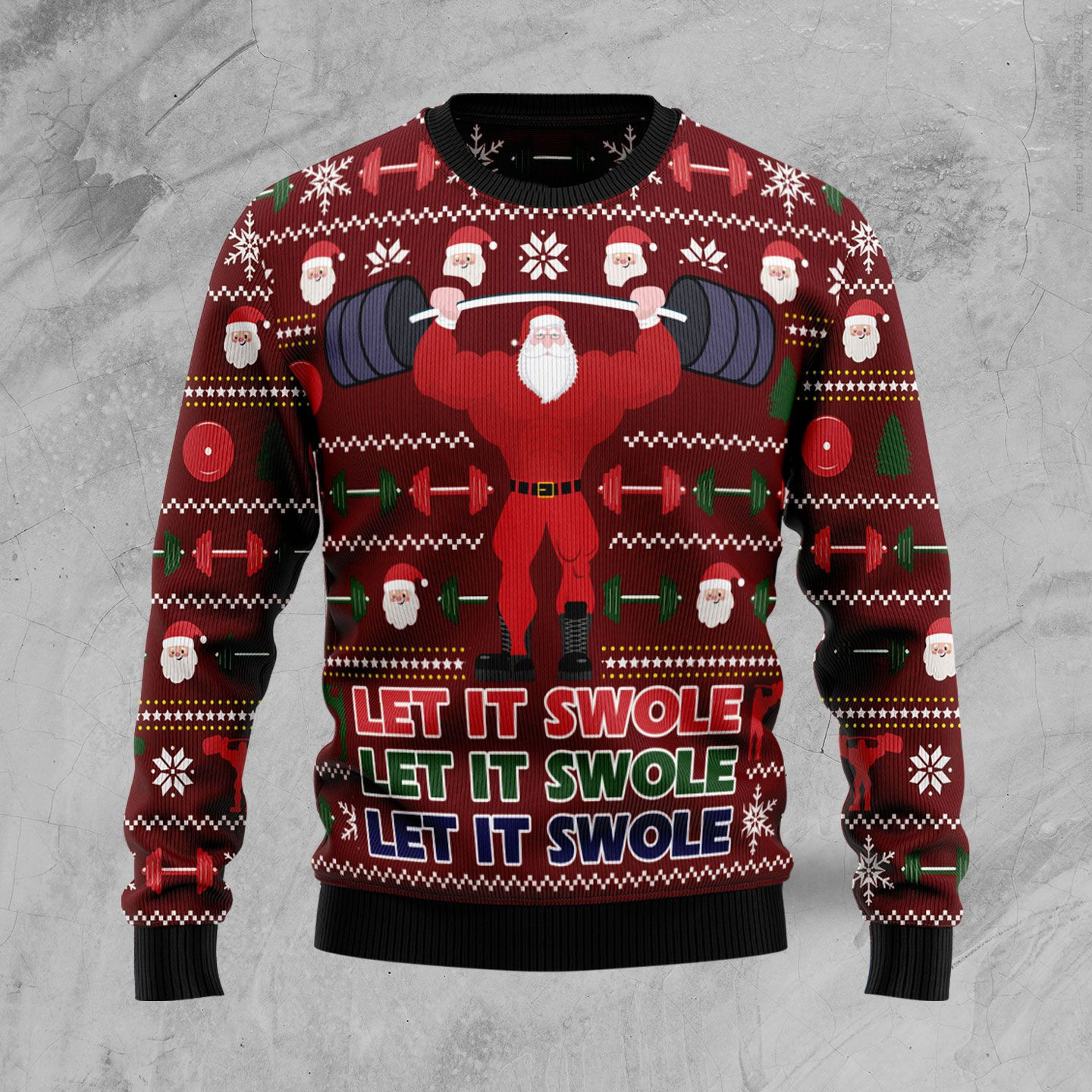 Santa Let It Swole Ugly Christmas Sweater Adult 3D Funny Matching for family