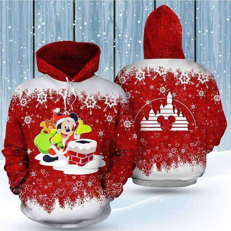Santa Mickey 3D All Over Print Hoodie, Zip Hoodie