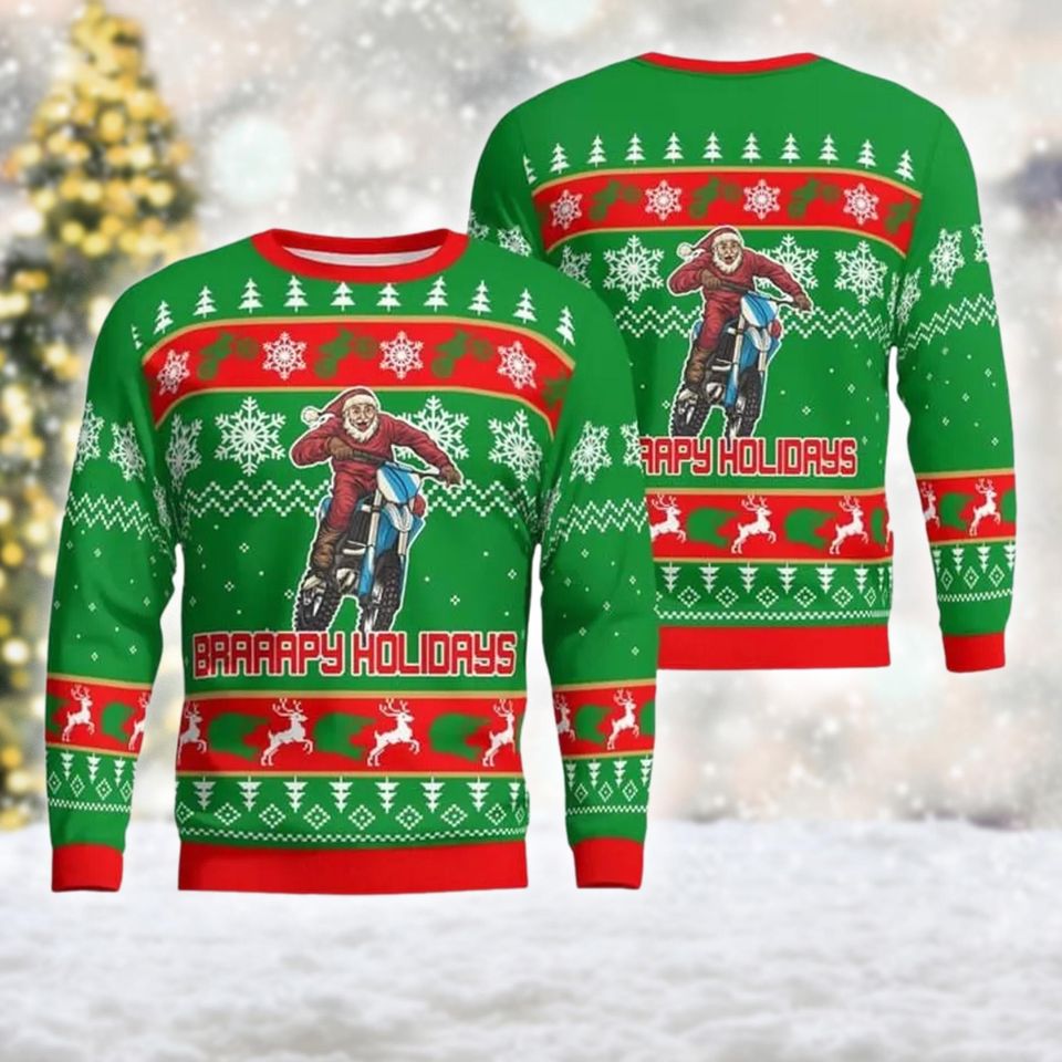 Santa Moto Ugly Christmas Sweater, Santa Claus Christmas