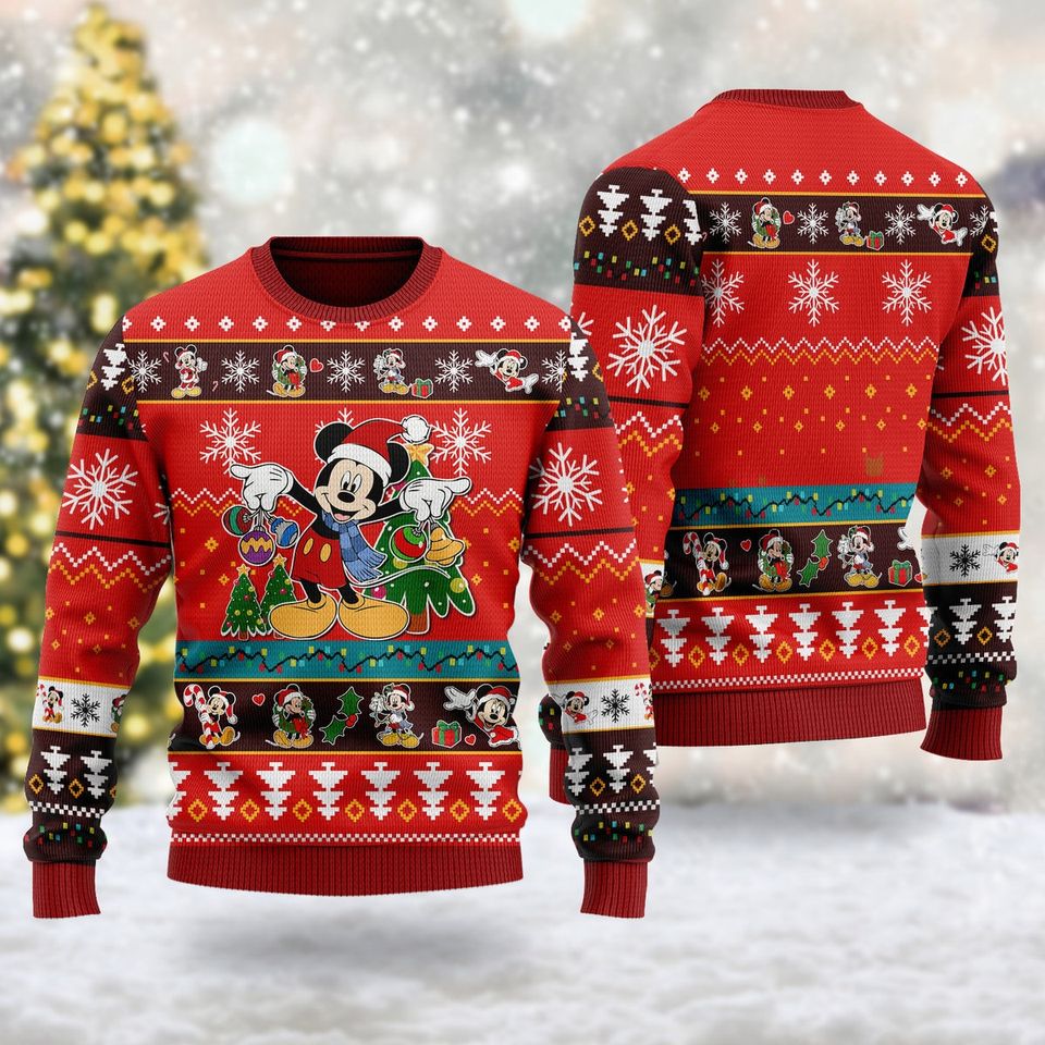 Santa Mouse 3D All Over Printed Shirt, Iconic Cartoon Movie Ugly Christmas Sweater