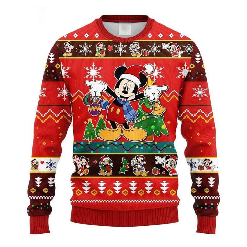 Santa Mouse 3D All Over Printed shirt, Iconic Cartoon Movie Ugly Christmas Sweater