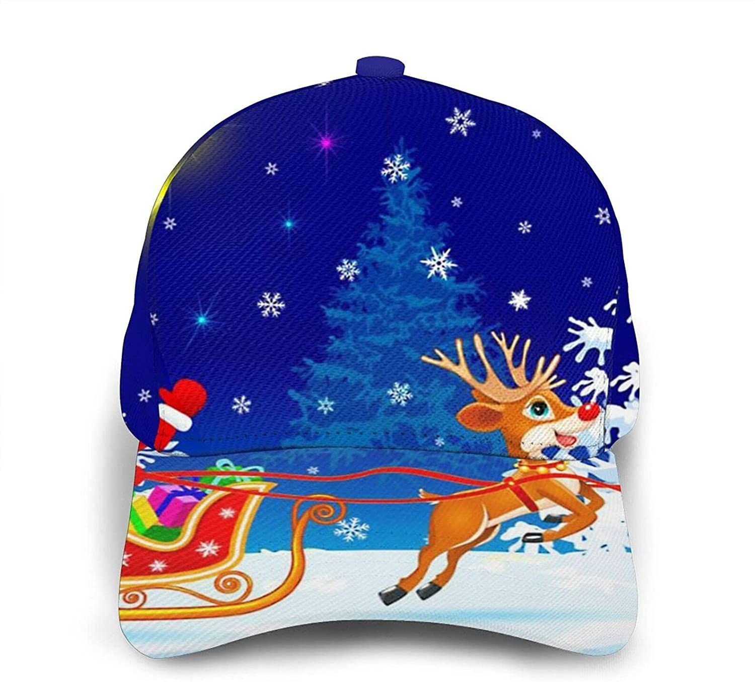 Santa On Sleigh Print Casual Baseball 3D Cap Adjustable Twill Sports Dad Hats For Unisex Trucker Hats Custom Hats Gifts For Men & Women
