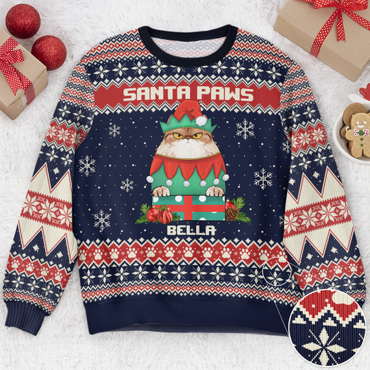 Santa Paws Christmas Sweater - Personalized Ugly Sweater - Image 5