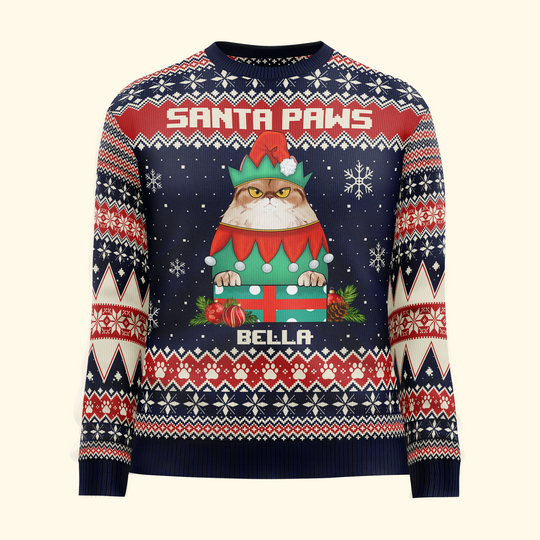 Santa Paws Christmas Sweater - Personalized Ugly Sweater - Image 6