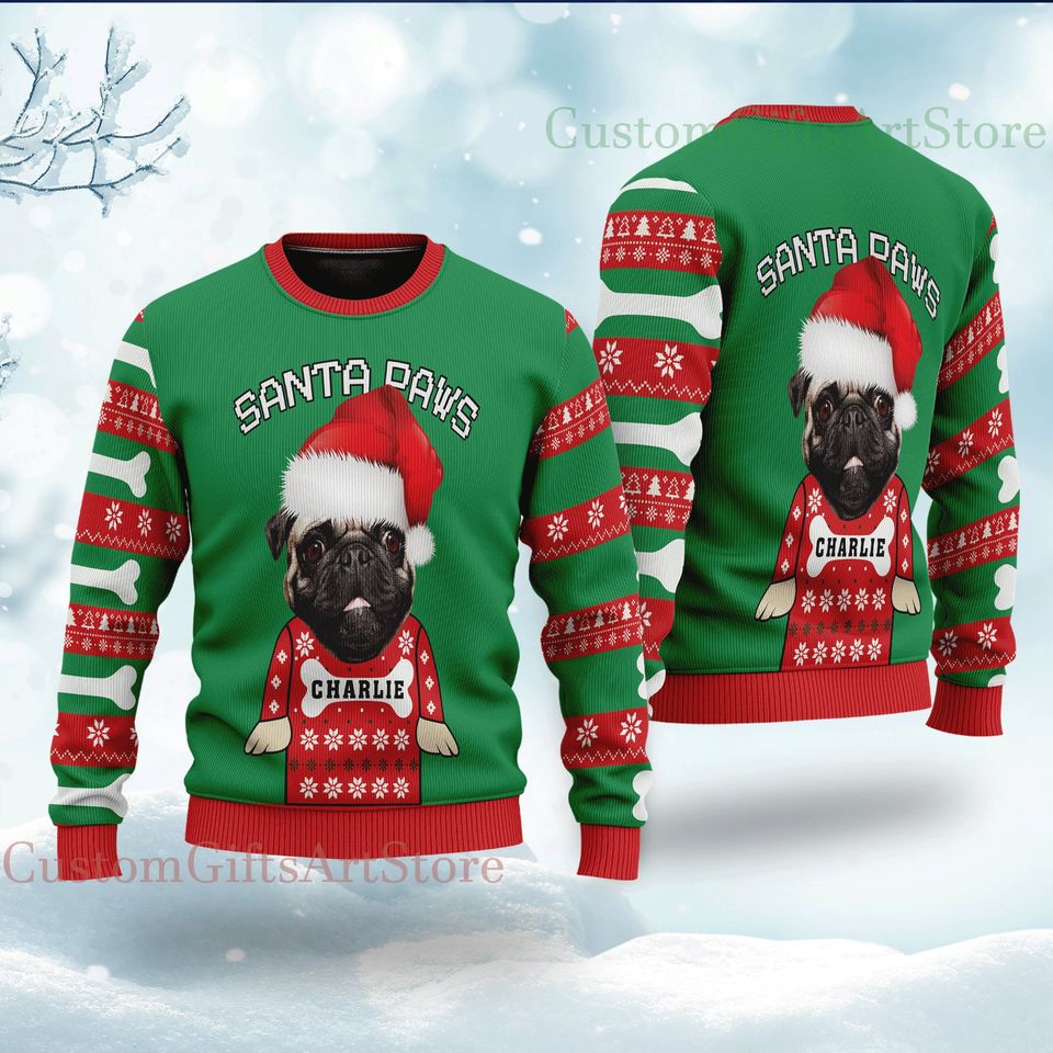Santa Paws Dog Lovers Custom Sweater,