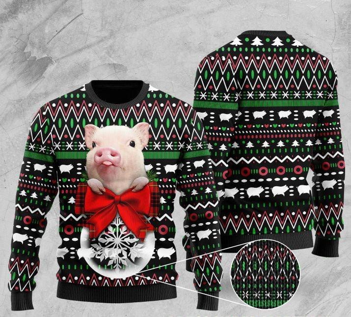 Santa Pig Ugly Christmas Sweater Adult 3D Funny Matching for family