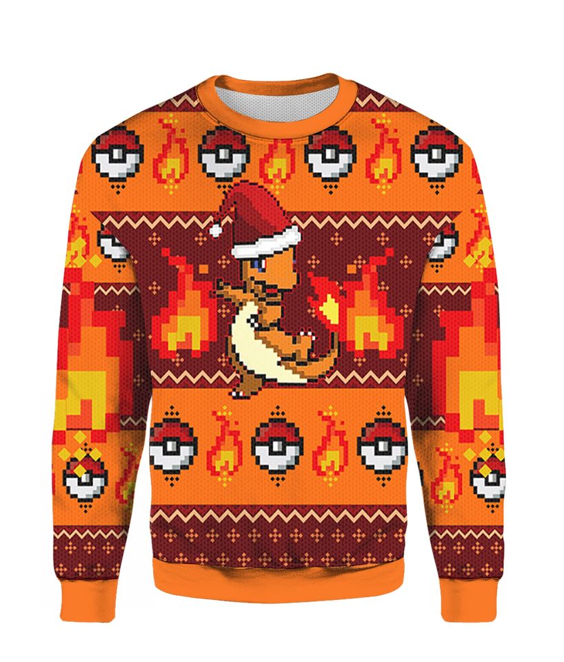 Santa PKM Charmander Merry Christmas Ugly Sweater