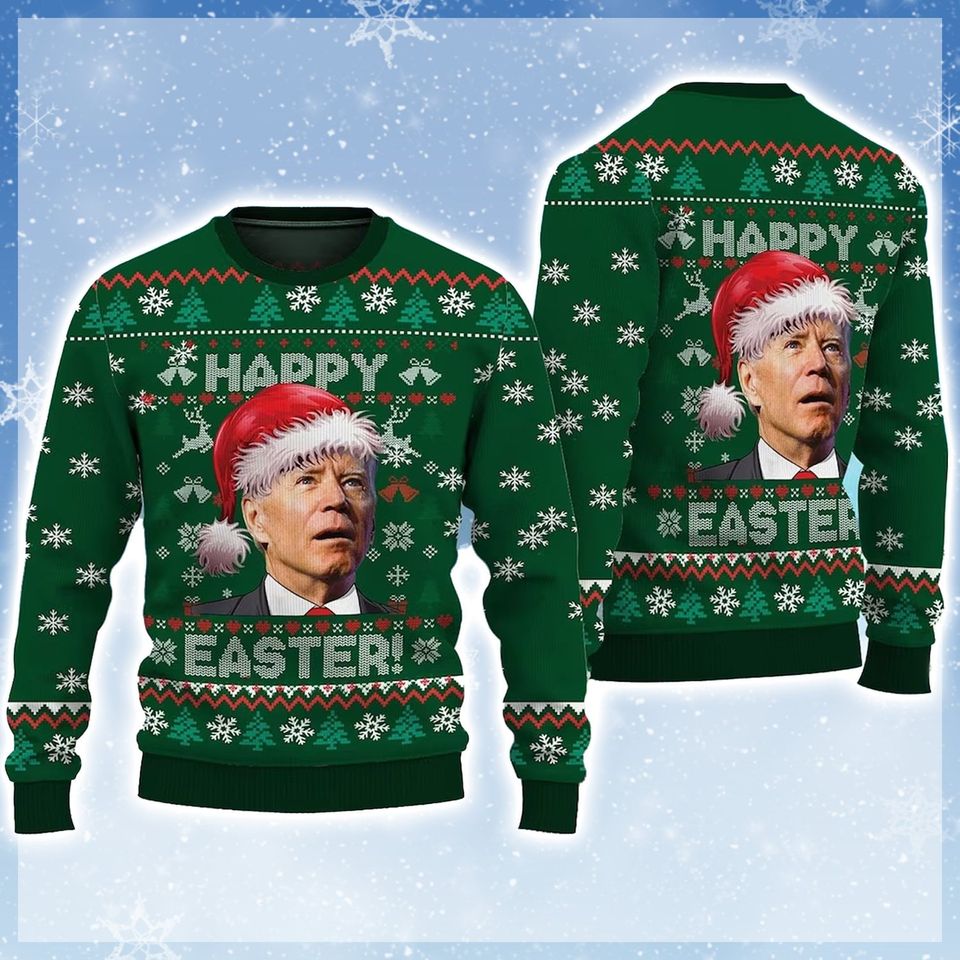 Santa President Merry 4th Of Easter Ugly Sweater, Happy Easter Ugly Xmas Shirt