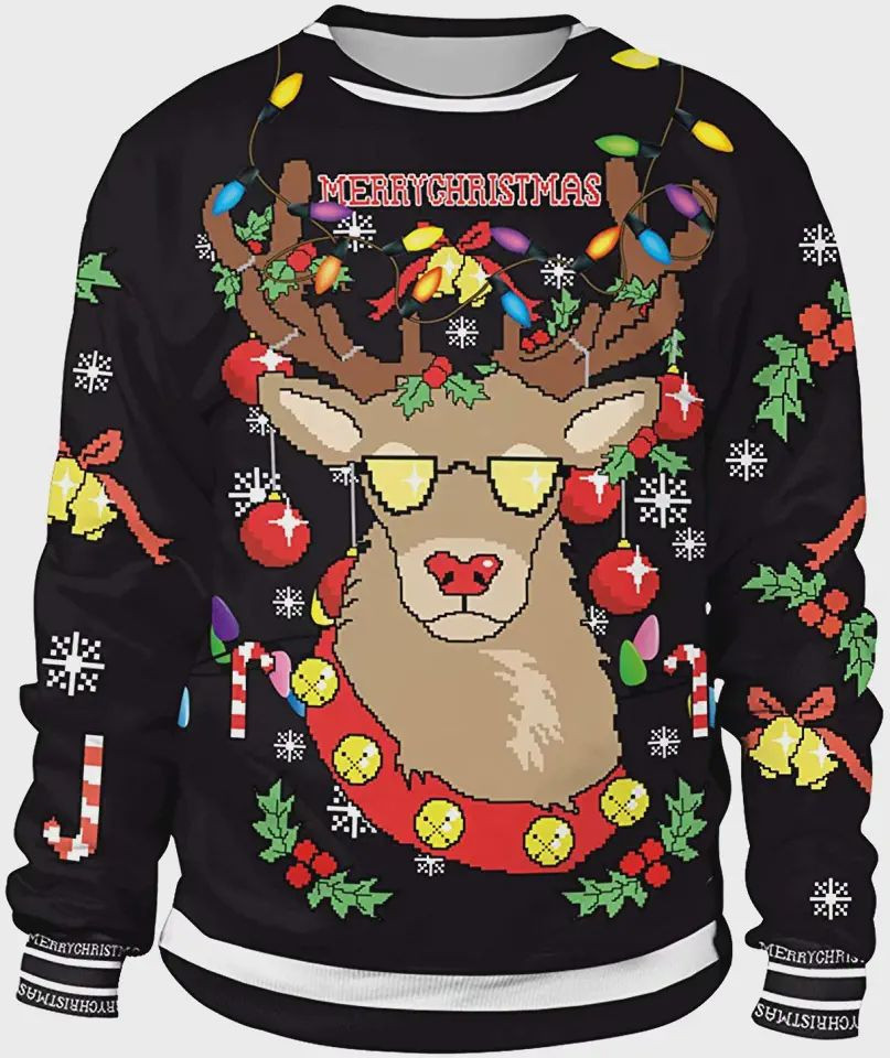 Santa Reindeer Christmas For Unisex Ugly Christmas Sweater Adult 3D Funny Matching for family
