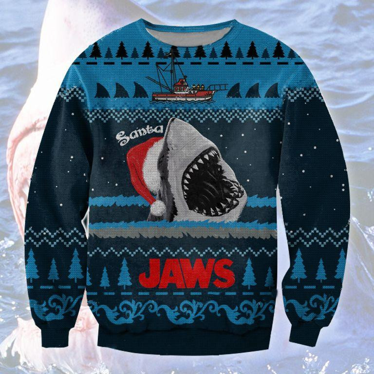 Santa Shark Ugly Christmas Sweater Adult 3D Funny Matching for family