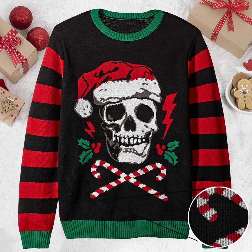 Santa Skull Christmas Sweater Funny Xmas Sweater For Skull Lovers