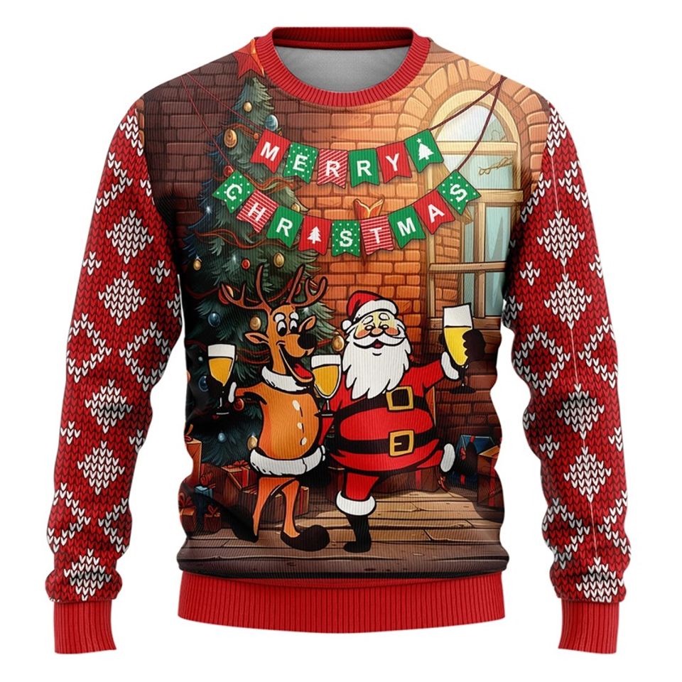 Santa Ugly Christmas Jumper Sweatshirt, Casual Party Sweatshirt