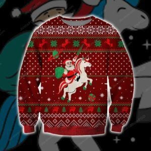 Santa Unicorn Ugly Christmas Sweater Adult 3D Funny Matching for family