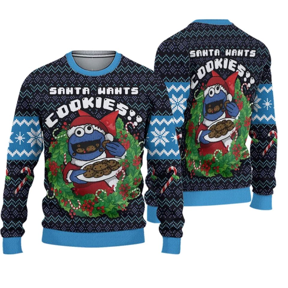 Santa Wants Cookies Monster Ugly Christmas Sweater