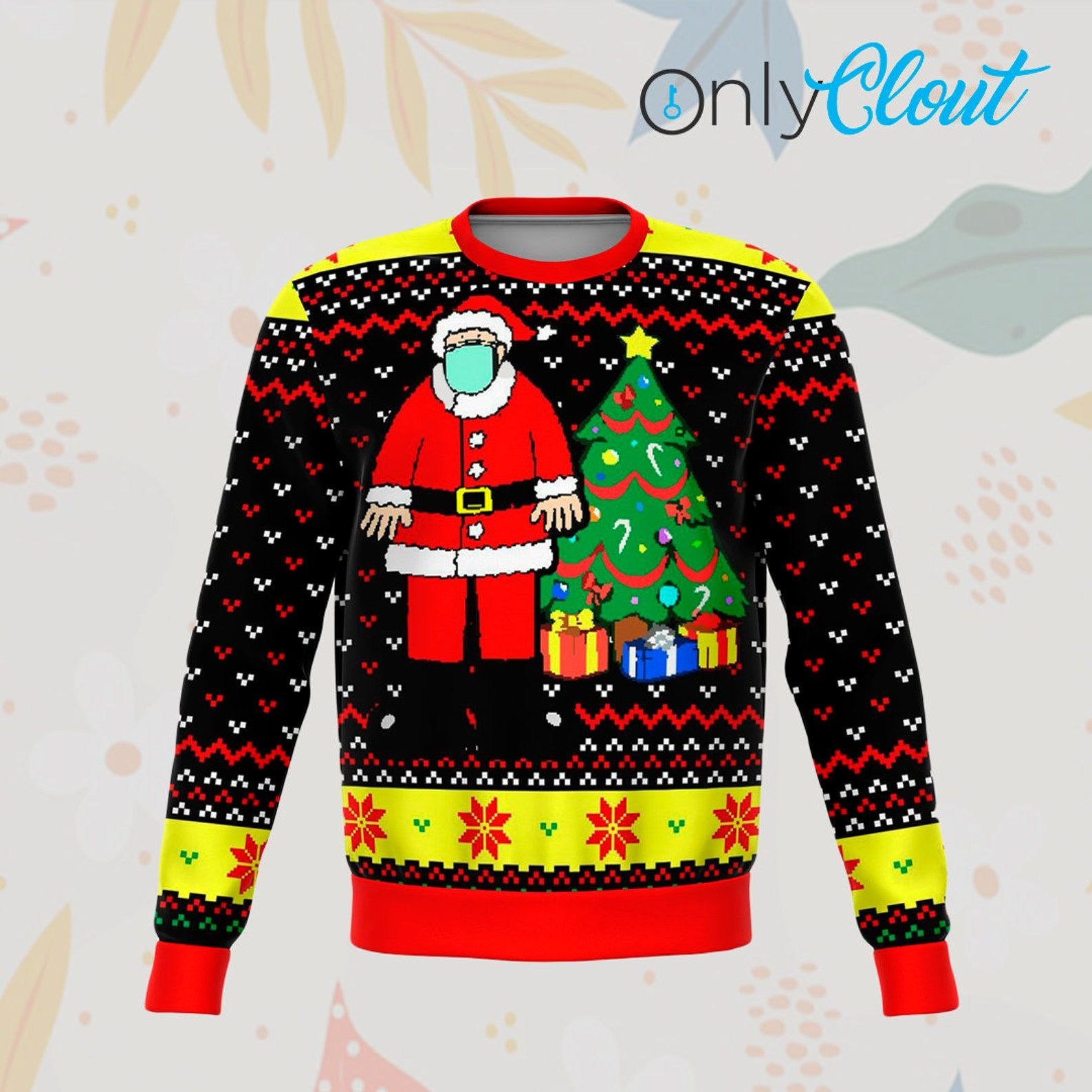 Santa Wearing Mask Dank Ugly Christmas Sweater Adult 3D Funny Matching for family