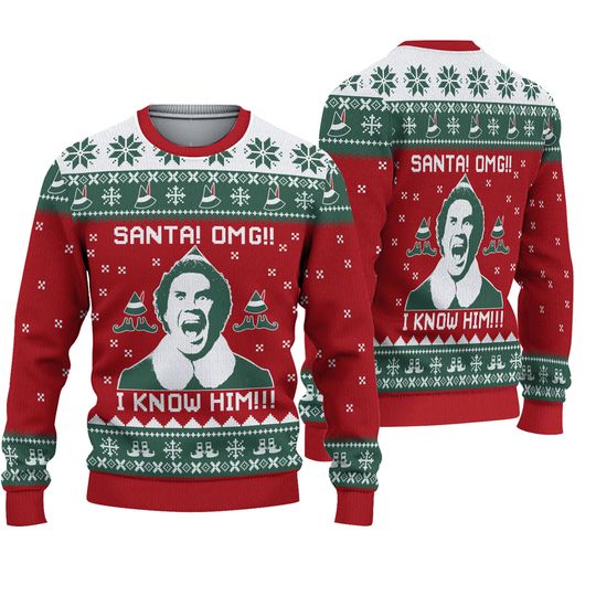 Santan I Know Him Elf Movie Christmas Ugly Sweater - Image 2