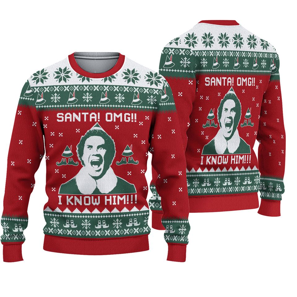 Santan I Know Him Elf Movie Christmas Ugly Sweater