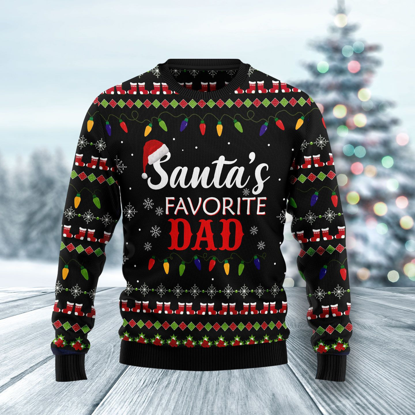 Santas Favorite Dad Ugly Christmas Sweater Adult 3D Funny Matching for family